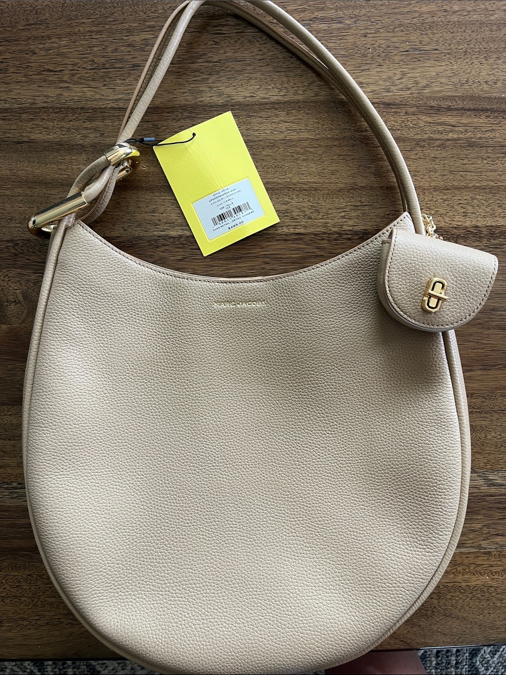 Marc Jacobs Pebbled Leather Shoulder Hobo in Light Beige with Gold Hardware